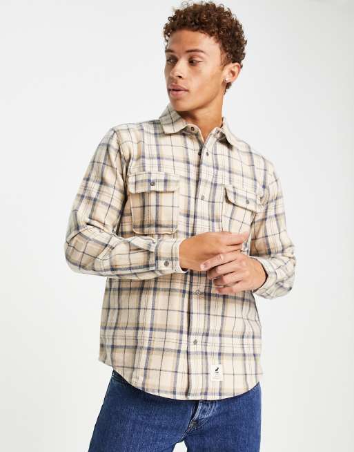 Fat Moose check shirt in ecru