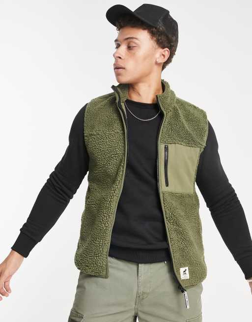 Fat Moose fleece gilet in green ASOS