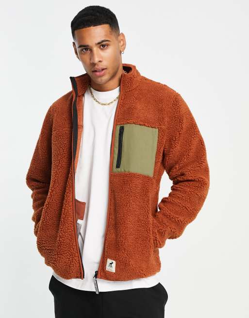 Fat Moose - Fleece met rits in roestbruin