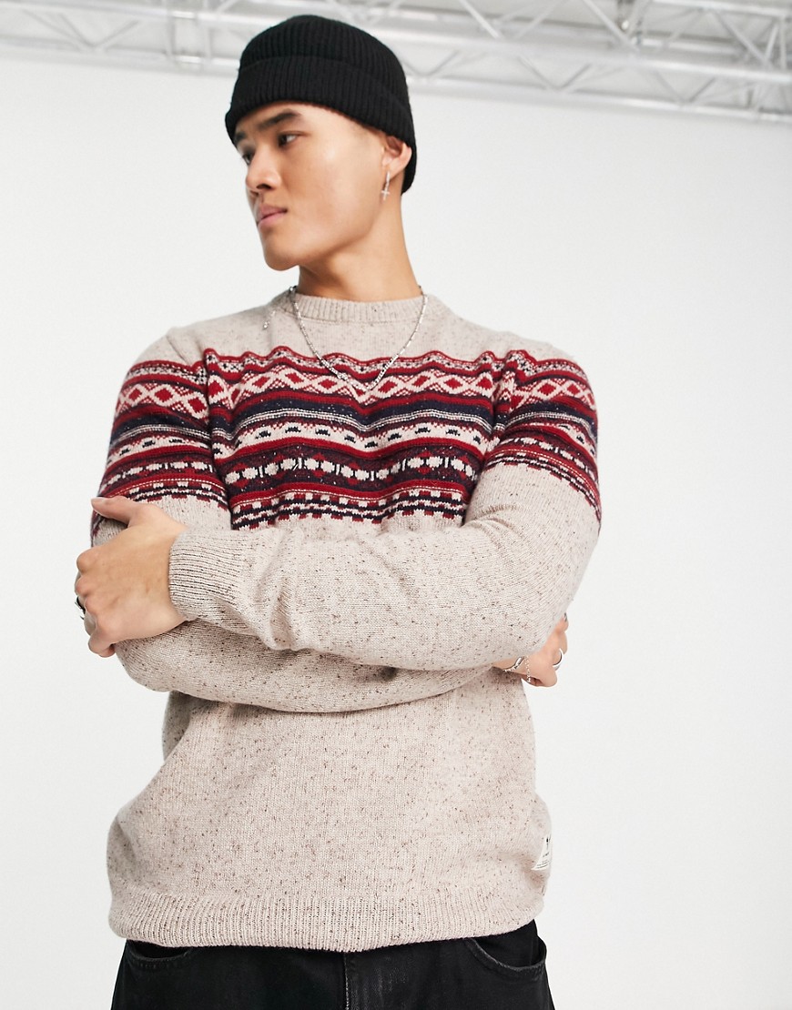 Fat Moose knitted jumper in stone-Neutral