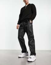 ASOS DESIGN parachute cargo pants in black leather look