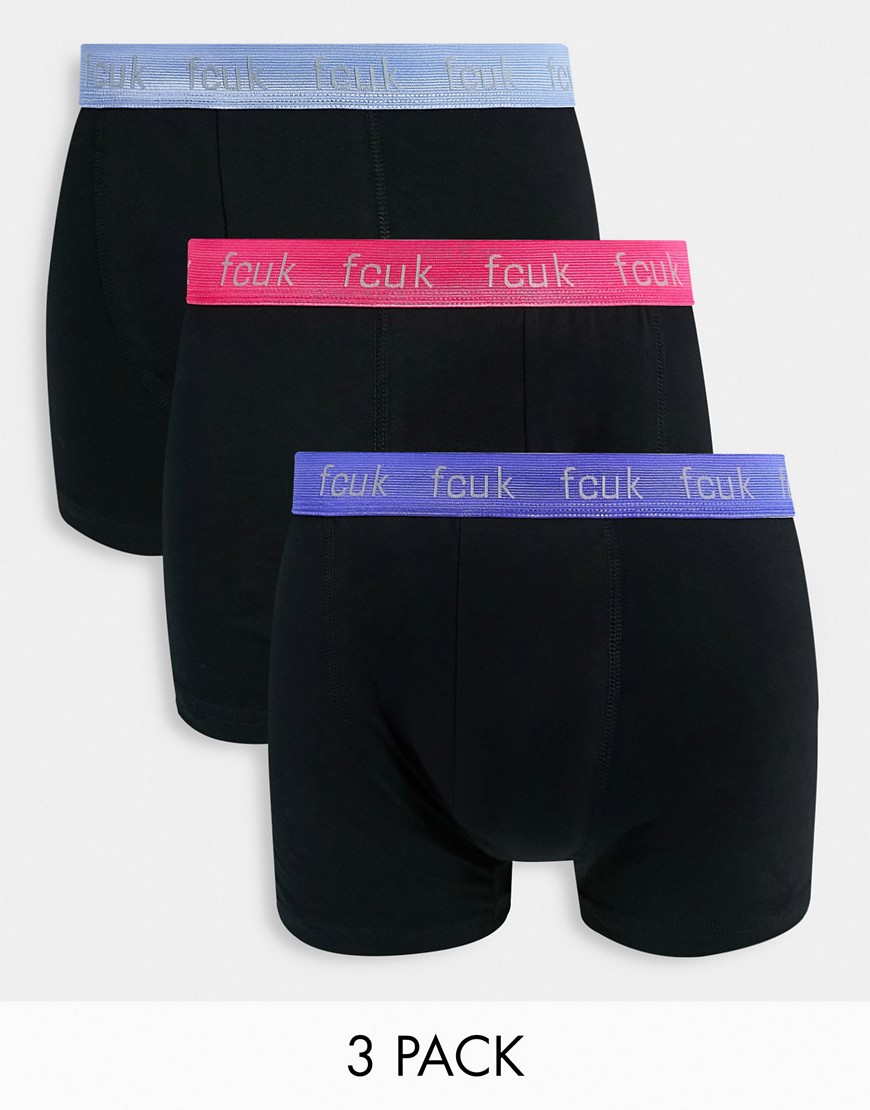 French Connection - Fcuk 3 pack boxer in black with contrast waistband