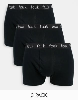 French Connection FCUK 3 pack boxer in black