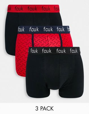 FCUK 3 pack boxers in print