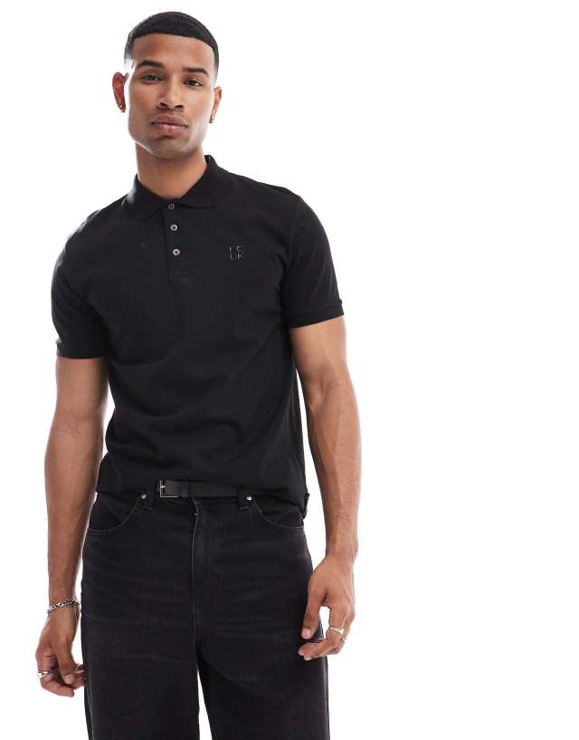 French Connection Mens - FCUK chest logo polo in black