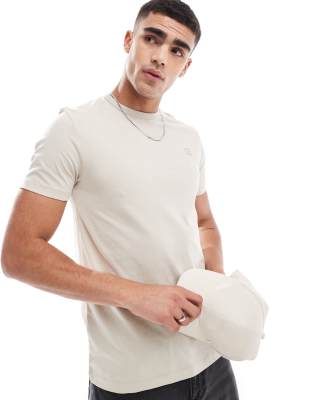 FCUK chest logo t-shirt in stone-Neutral