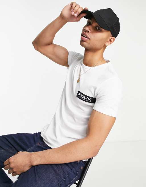 FCUK chest logo t-shirt in white