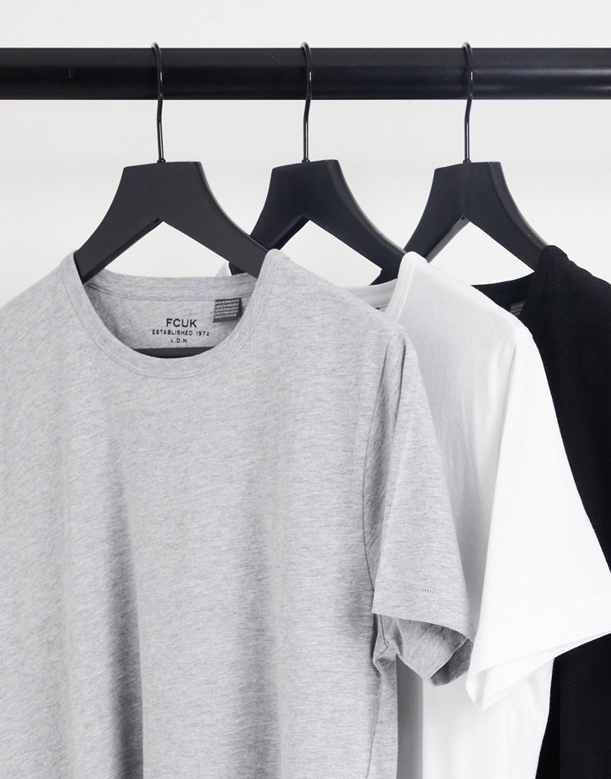 Confezione da 3 T-shirt nera, grigia e bianca con scritta sul lato-Multicolore - French Connection T-shirt donna  - immagine3