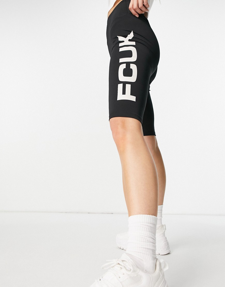cropped leggings with logo in black