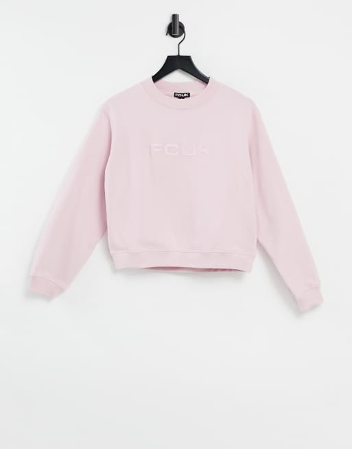 Pink crop best sale top sweatshirt