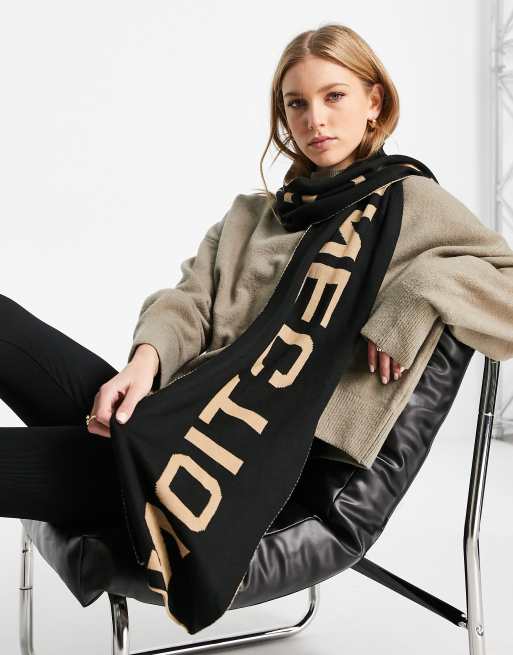 FCUK large logo scarf in camel