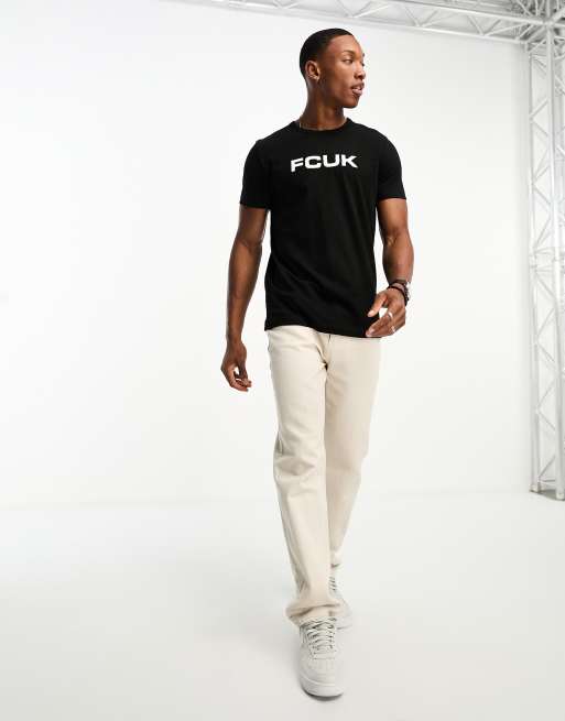 FCUK logo print t-shirt in black