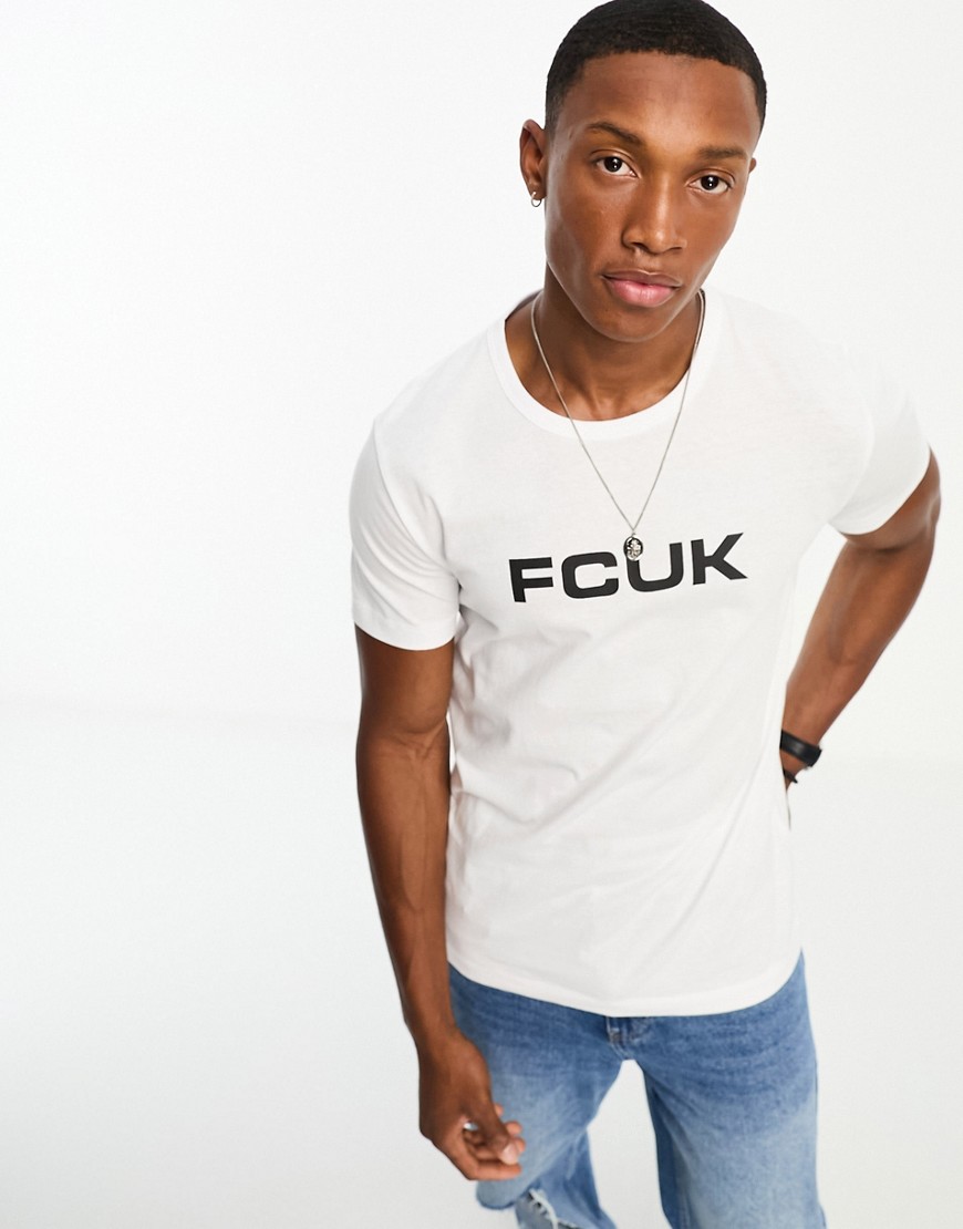 FCUK logo print t-shirt in white
