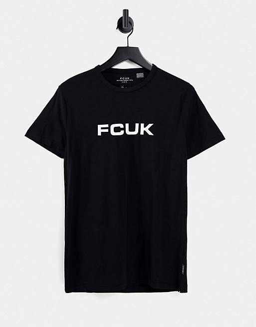 FCUK logo t-shirt in black | ASOS
