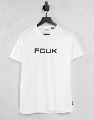 FRENCH CONNECTION FCUK LOGO T-SHIRT IN WHITE 56ROU