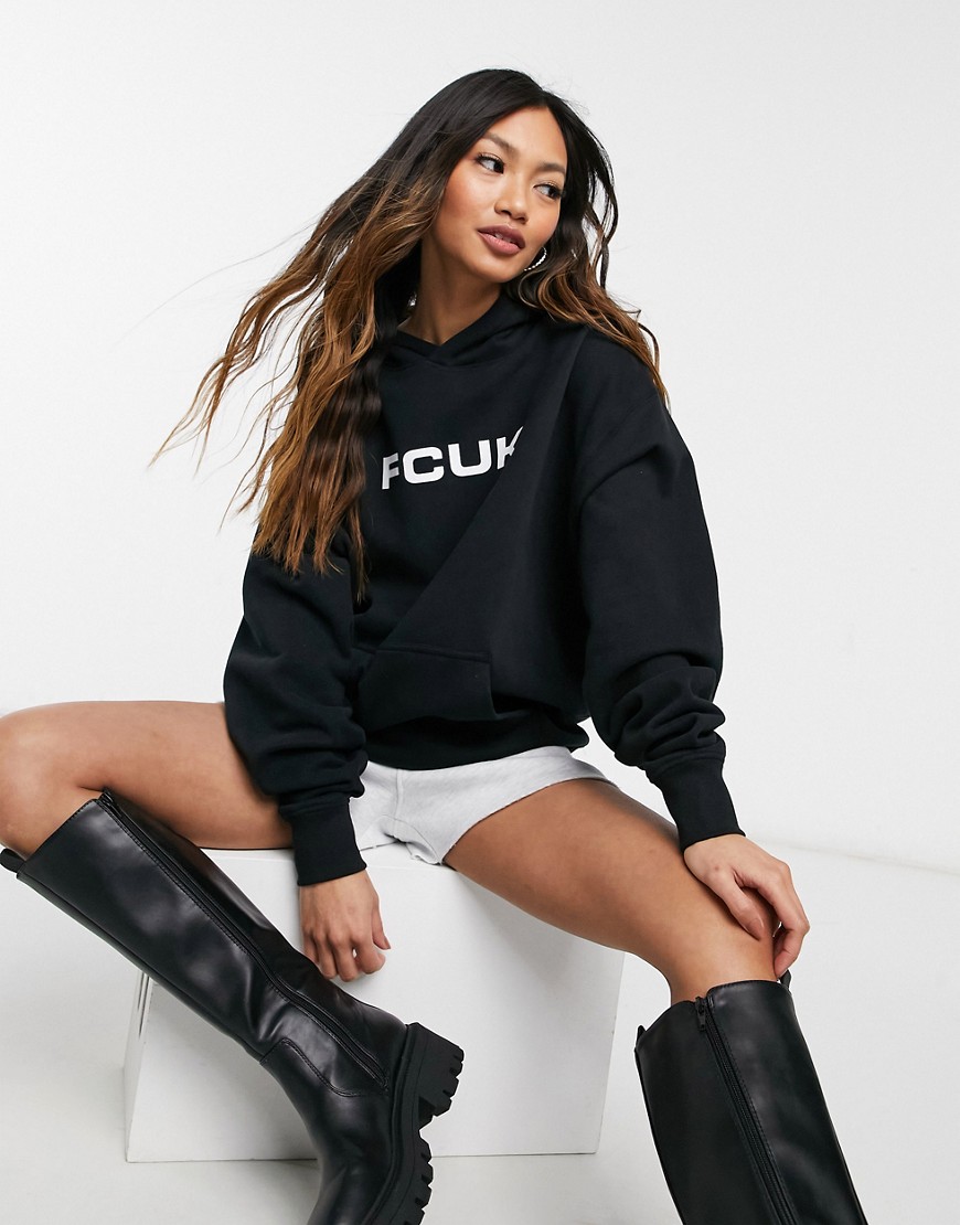 FCUK oversized hoodie in black co-ord