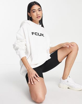 FCUK oversized hoodie in white - ASOS Price Checker