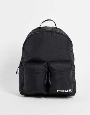 FCUK padded backpack in black with embroidered logo
