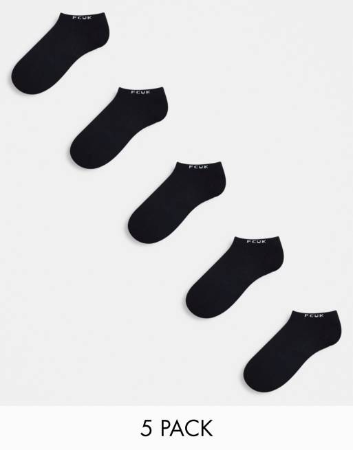 FCUK - Pakke med 5 par sokker til sneakers i sort