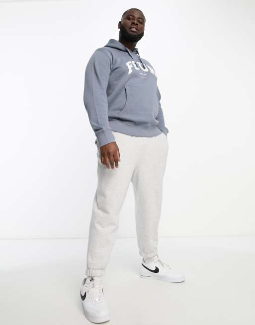 FCUK Plus - Hoodie met vintage craquelé logo in lichtblauw en wit