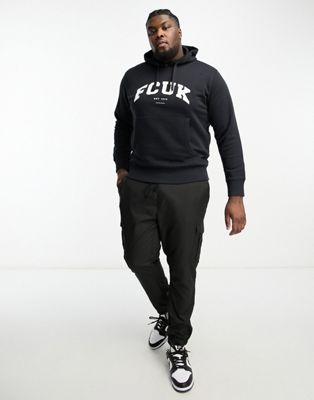 FCUK Plus varsity logo hoodie in navy & white - ASOS Price Checker