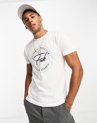 FCUK premium print t-shirt in white