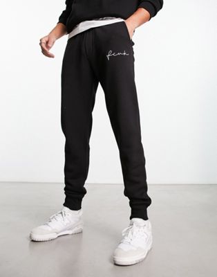 FCUK scribble logo slim fit sweatpants in black | ASOS