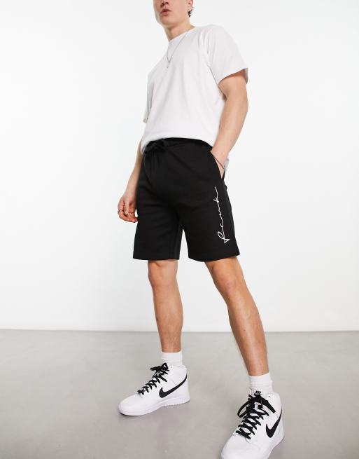 FCUK script logo jersey shorts in black