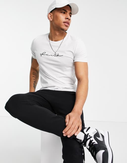 FCUK script t-shirt in white