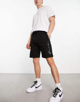 FCUK script logo jersey shorts in black - ASOS Price Checker