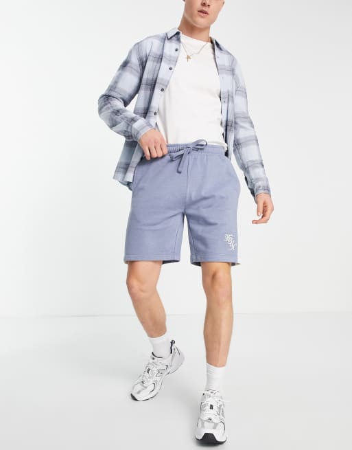 FCUK - Short met geschreven logo in lichtblauw