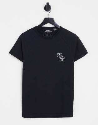 FCUK small script logo t-shirt in black