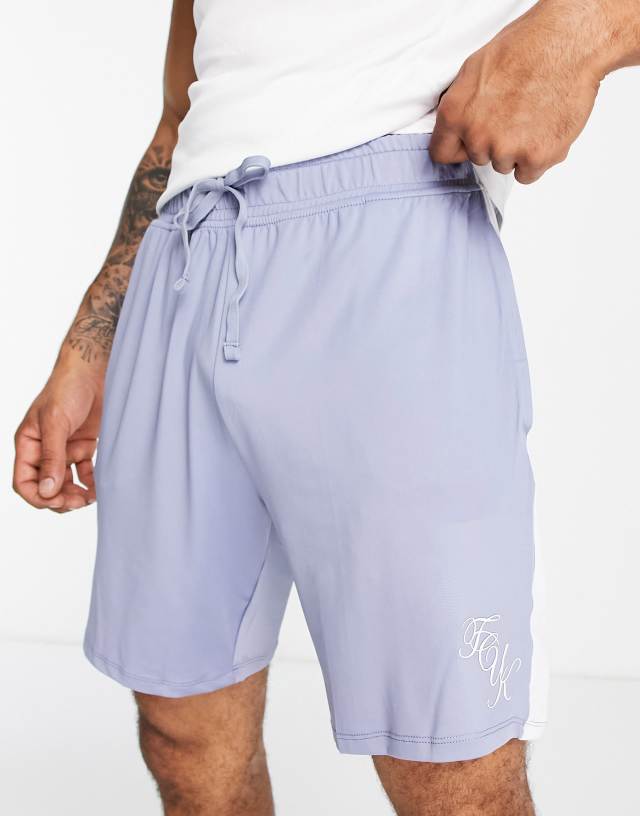 FCUK Sport script logo panel training shorts in light blue