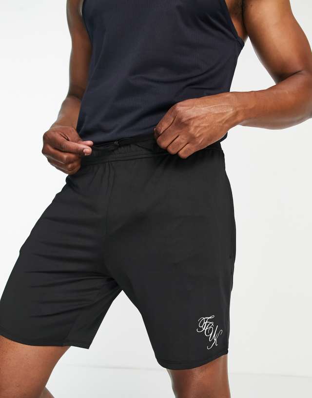 French Connection Sport - FCUK Sport script logo training shorts in black