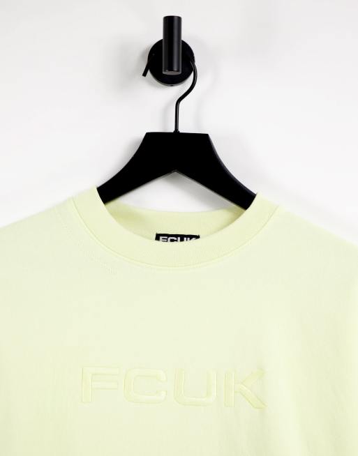 FCUK - Sweat oversize brodé (pièce d’ensemble) - Jaune poussiéreux, 3 de 4