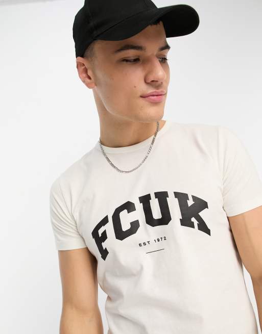 FCUK - T-shirt à logo style universitaire - Blanc et noir, 2 de 4