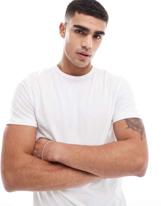 FCUK - T-shirt con logo sul petto, colore bianco