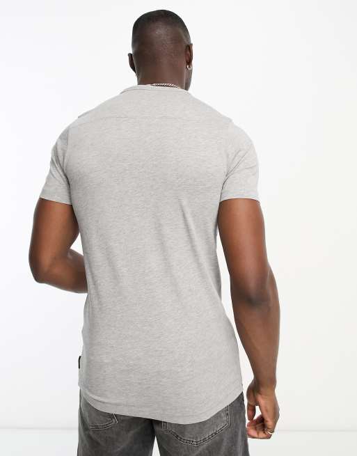 FCUK Tall box scribble logo t shirt in light grey ASOS