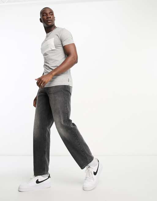 FCUK Tall - T-shirt avec logo encadré - Gris clair, 4 de 4