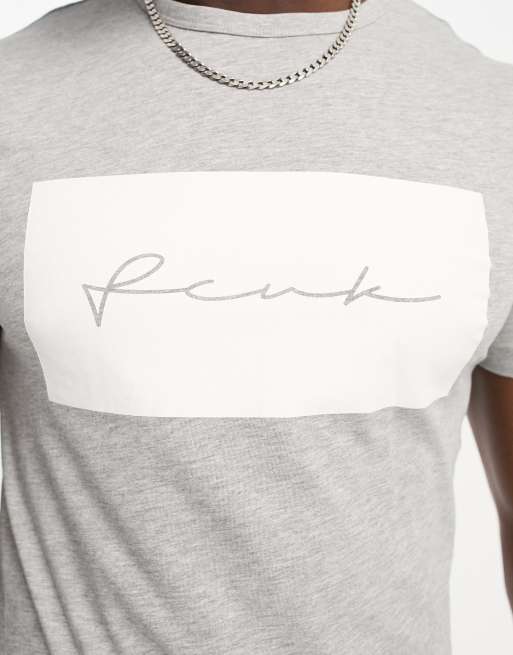 FCUK Tall - T-shirt grigio chiaro con logo, 3 di 4