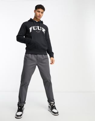 French Connection Fcuk Varsity Logo Hoodie In Navy & White