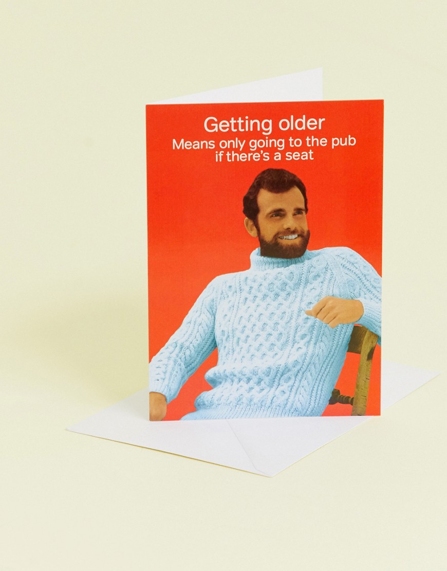 Fødselsdagskort med 'Getting older and a seat at the pub' fra Life is Rosie-Multifarvet