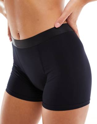 Female Engineering - Boxershorts in Schwarz aus Baumwolle mit hoher Saugfähigkeit und hohem Bund