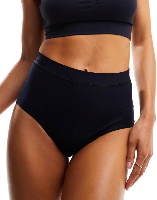 Female Engineering - Culotte menstruelle à taille haute en coton ultra absorbante - Noir