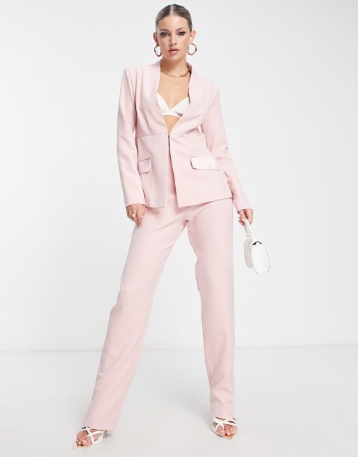 Femme Luxe Blazer d ensemble ajust Rose clair