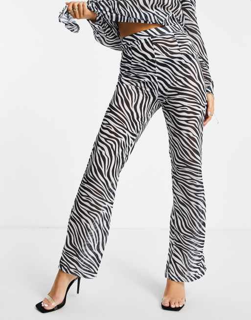 Femme Luxe - Bukser med brede ben og zebraprint - Del af sæt