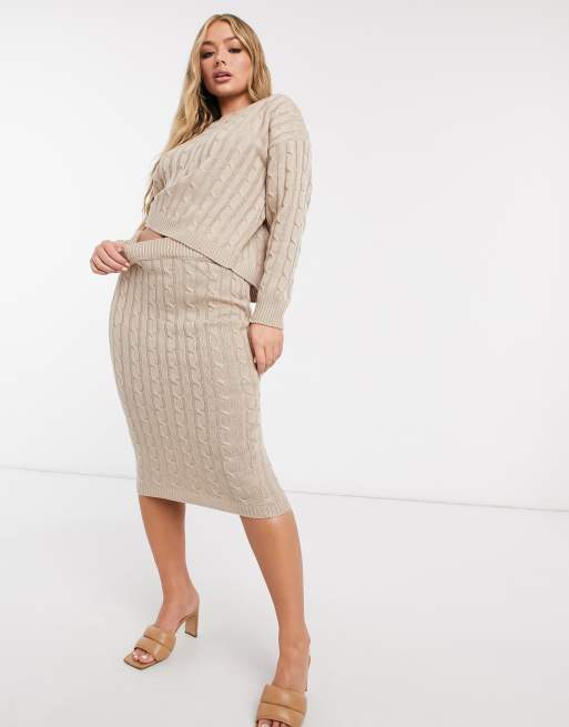 Co ord cable knit midi outlet skirt