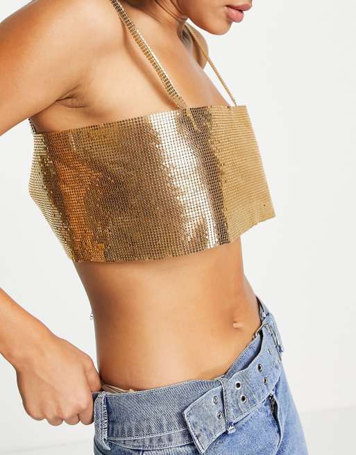 Asos gold best sale crop top