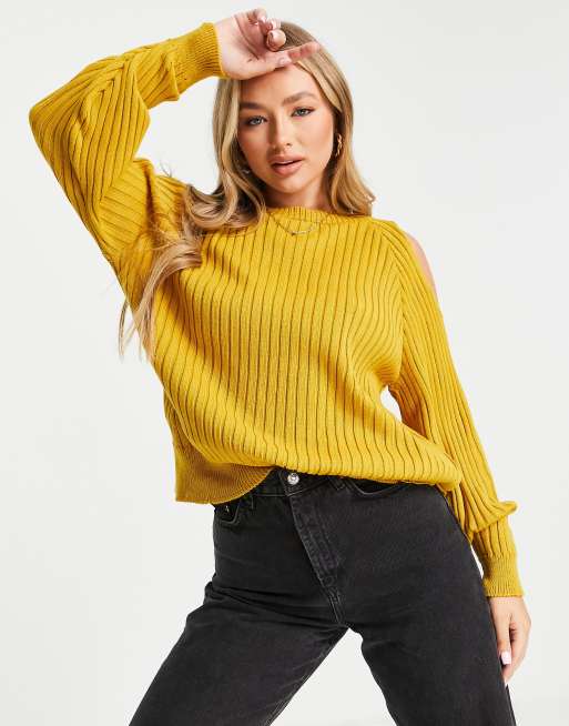 Mustard off hotsell the shoulder sweater