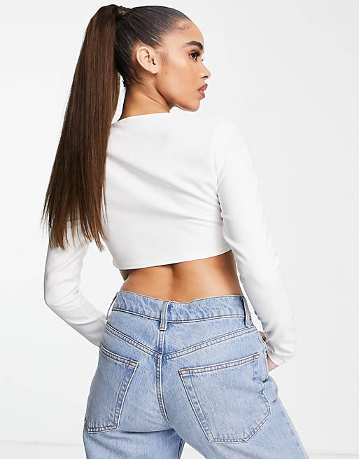  Femme Luxe crop blouse in white 